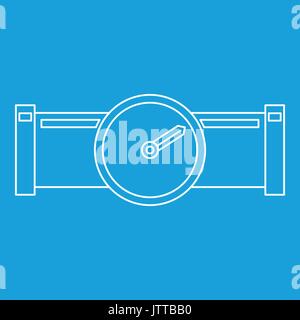 Pipe with water meter icon, outline style Stock Vector