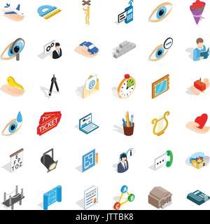 Work time icons set, isometric style Stock Vector