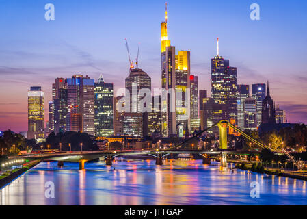 Frankfurt, Germany skyline on the river. Stock Photo