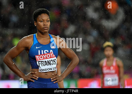 London, UK.  9 August 2017. Eventual winner Phyllis Francis (USA) on the start line in the women's 400m final at the London Stadium, on day six of The IAAF World Championships London 2017. Credit: Stephen Chung / Alamy Live News Stock Photo