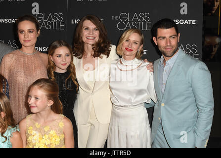 New York, NY, USA. 09th Aug, 2017. Brie Larson, Jeannette Walls, Naomi Watts, Max Greenfield and cast members attends 'The Glass Castle' New York Screening at SVA Theatre on August 9, 2017 in New York City. Credit: John Palmer/Media Punch/Alamy Live News Stock Photo