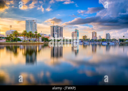 St. Petersburg, Florida, USA downtown city skyline on the bay. Stock Photo