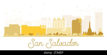 San Salvador City skyline golden silhouette. Vector Illustration. Simple flat concept for tourism presentation, banner, placard or web site. Stock Vector