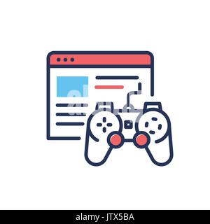 Browser Games - modern single vector line design icon. Stock Vector