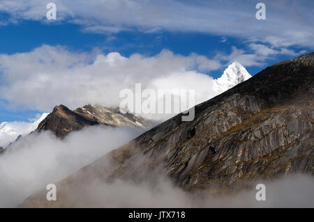 South America, Beautiful Cordillera Blanca mountain on the Santa Cruz Trek in Peru Stock Photo
