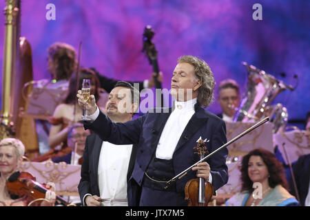 David Hasselhoff joins Andre Rieu on stage live from Vrifthof Square, in Maastricht, as part of his 30th Anniversary with the Johann Strauss Orchestra  Featuring: Andre Rieu Where: Maastricht, Netherlands When: 09 Jul 2017 Credit: WENN.com  **Only available for publication in UK, USA, Germany, Austria, Switzerland** Stock Photo