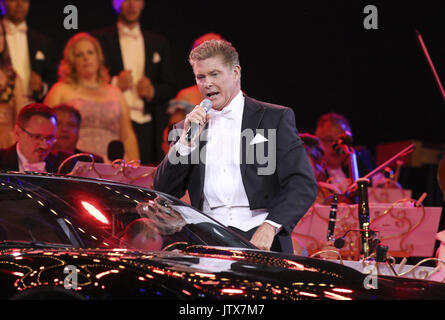 David Hasselhoff joins Andre Rieu on stage live from Vrifthof Square, in Maastricht, as part of his 30th Anniversary with the Johann Strauss Orchestra  Featuring: David Hasselhoff Where: Maastricht, Netherlands When: 09 Jul 2017 Credit: WENN.com  **Only available for publication in UK, USA, Germany, Austria, Switzerland** Stock Photo