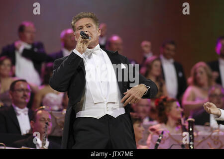 David Hasselhoff joins Andre Rieu on stage live from Vrifthof Square, in Maastricht, as part of his 30th Anniversary with the Johann Strauss Orchestra  Featuring: David Hasselhoff Where: Maastricht, Netherlands When: 09 Jul 2017 Credit: WENN.com  **Only available for publication in UK, USA, Germany, Austria, Switzerland** Stock Photo