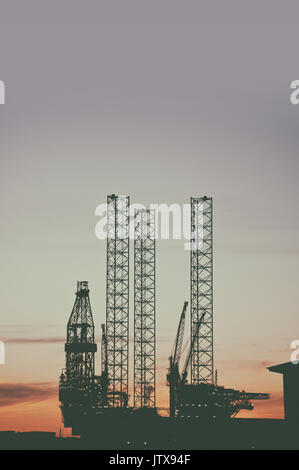 Image of oil rig platform while cloudless day Stock Photo