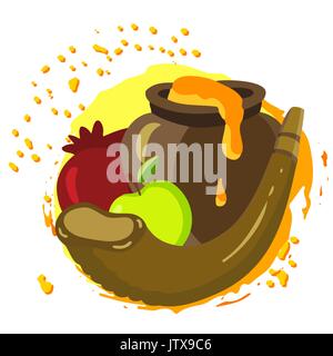 labels and elements for Rosh Hashanah Jewish New Year Stock Vector