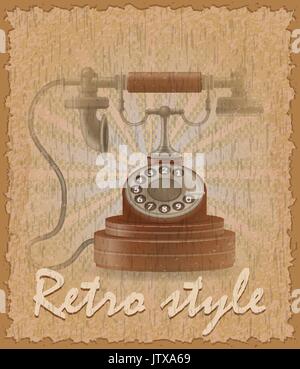 retro style poster old phone stock vector illustration Stock Vector