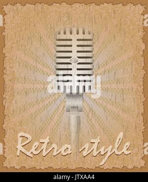 retro style poster old microphone stock vector illustration Stock Vector