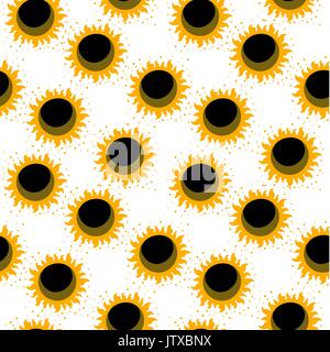 Vector seamless pattern with sunflowers. Stock Vector