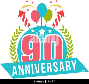 Anniversary ninety years number. Stock Vector