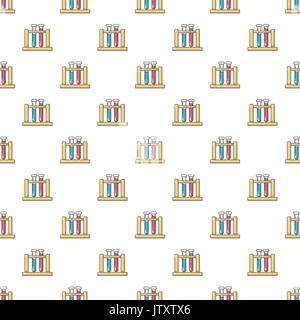 Medical test tubes in holder pattern seamless Stock Vector