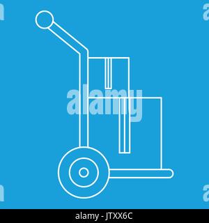Handle truck with boxes icon, outline style Stock Vector