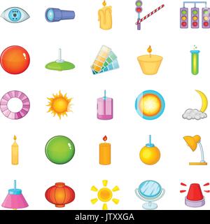 Lighting icons set, cartoon style Stock Vector