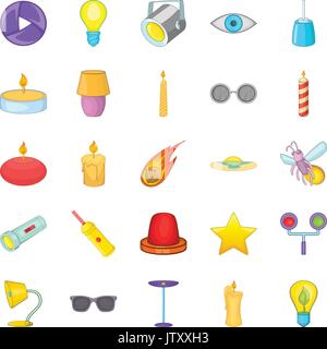 Shine icons set, cartoon style Stock Vector