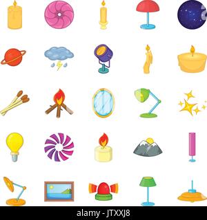 Light icons set, cartoon style Stock Vector