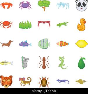 Herbivores icons set, cartoon style Stock Vector