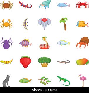 Animal kingdom icons set, cartoon style Stock Vector