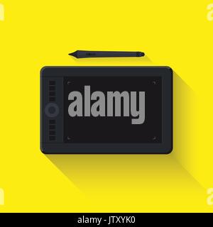 Graphic tablet. Flat design. Vector illustration. Stock Vector
