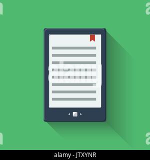 Electronic book reader tablet. Flat design. Vector illustration. Stock Vector