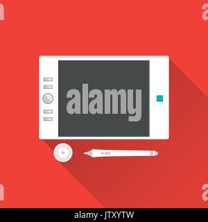 Graphic tablet. Flat design. Vector illustration. Stock Vector