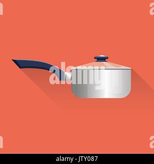 Saucepan illustration. Kitchen utensil. cooking stuff. Flat design. Vector illustration Stock Vector