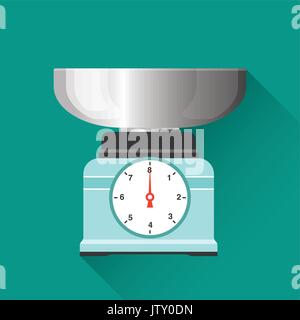 Kitchen scale. Flat icon. Vector illustration. Cooking utensil. Kitchen stuff Stock Vector