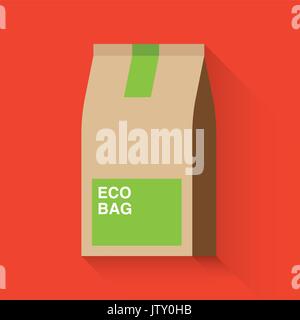 Paper and eco bag. Flat design. vector illustration. Stock Vector
