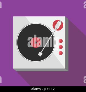 Vinyl player. Sound and music icon. Flat design. Vector illustration. Stock Vector