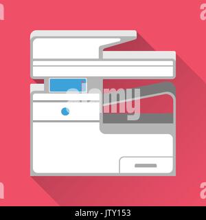 Multifunction Printer and Copier. Flat design. Vector illustration. Stock Vector