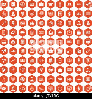 100 business group icons hexagon orange Stock Vector