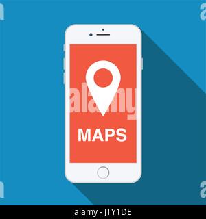 Map app icon. Flat design. Vector illustration. Stock Vector
