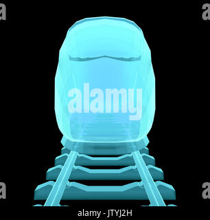 Glow blue high-speed train Stock Photo - Alamy