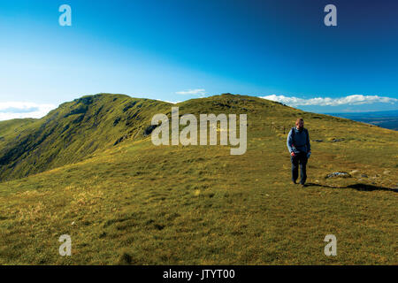 Descending from the summit of Ben Ledi, Loch Lomond and the Trossachs National Park, Stirlingshire Stock Photo