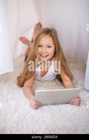 Portrait of a girl in her imaginary house Stock Photo