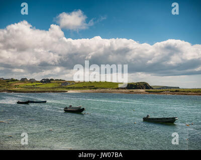 Traditional Irish fishing boats vessels in county Galway, near Letterfrack, Ireland Stock Photo