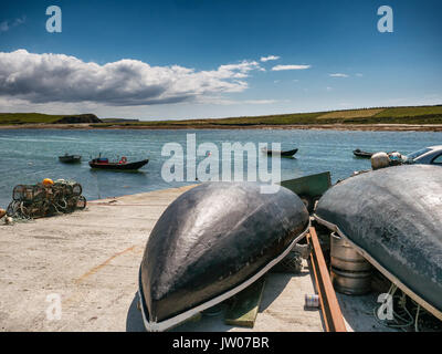Traditional Irish fishing boats vessels in county Galway, near Letterfrack, Ireland Stock Photo