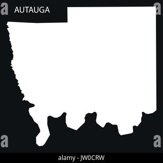 Autauga county map of Alabama USA black inverted illustration Stock Vector