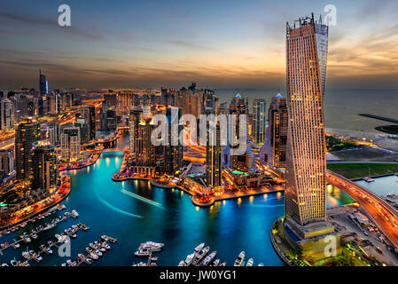 Dubai Marina Sunset View from a rooftop with amazing cityscape and amazing colors