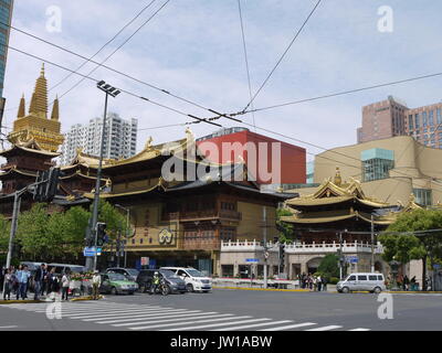 Buddhist 'Temple of Peace and Tranquility' on the West Nanjing Road in Shanghai was plastic manufacture during cultural revolution Stock Photo