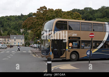 A Stagecoach bus at the bus station in Nailsworth, Gloucetsershire England UK. The 63 service to Gloucester. Stock Photo