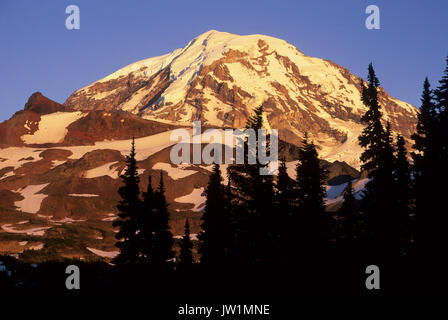 Mt Rainier from Spray Park, Mt Rainier National Park, Washington Stock Photo