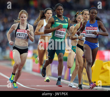 South Africa's Caster Semenya (centre) in the Women's 800m heat three during day seven of the 2017 IAAF World Championships at the London Stadium. Stock Photo