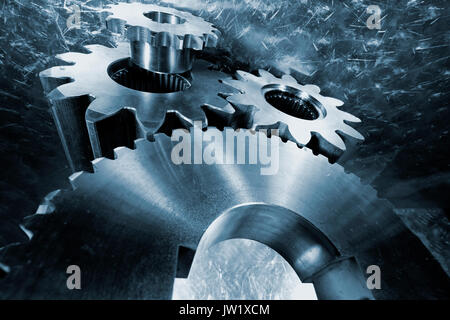 gears and bearings made of titanium, aerospace parts and engineering Stock Photo