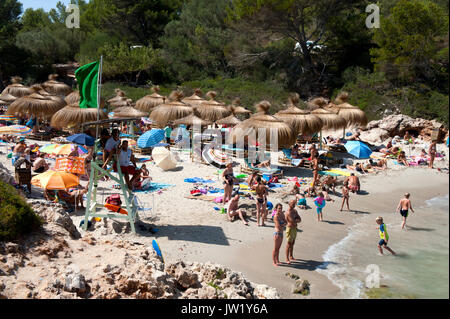 Crowded beach in Majorca, Spain Stock Photo