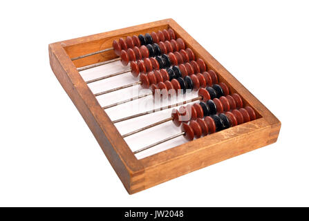 old wooden abacus on the white background Stock Photo