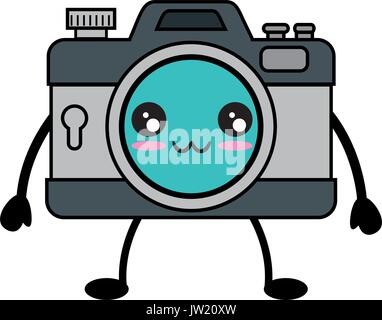 kawaii photographic camera icon over white background vector illustration Stock Vector